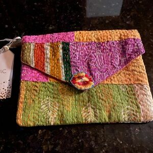 NWT 2 CHIC Colorful Patchwork Clutch